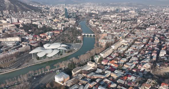 Public Service Hall and Baratashvili Bridge in the center of Tbilisi. Georgia alt