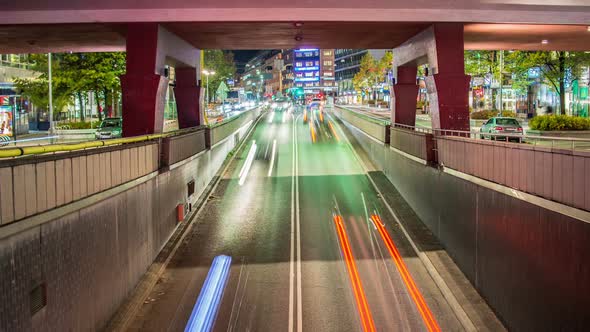 City street at night in Stockholm