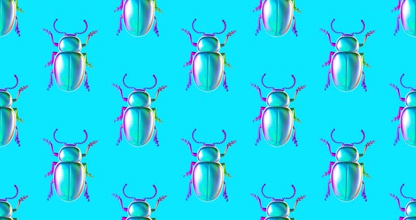 Minimal motion 3d art. Creative Bug seamless animation pattern