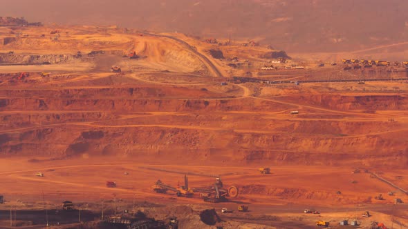 large machinery and vehicles Mining and transporting coal from mines.