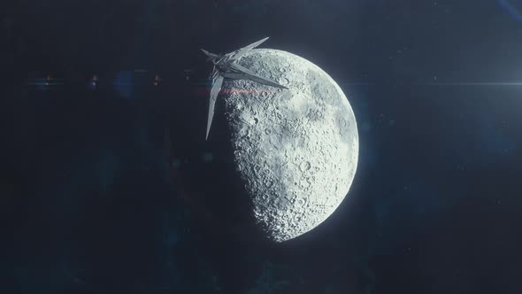 Giant Alien Spaceship Engulfing the Moon