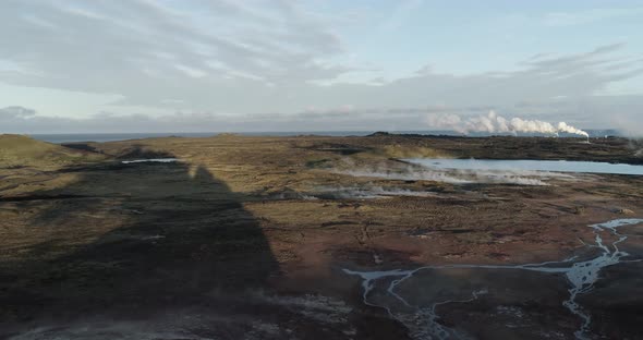 Aerial View of Gunnuhver Hot Springs in Iceland alt