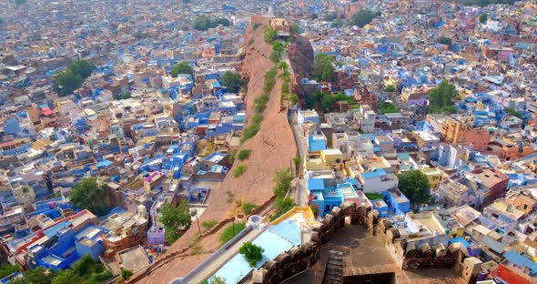Houses of Famous Jodhpur the Blue City, View From Mehrangarh Fort, Rajasthan, India. Camera Vertical alt