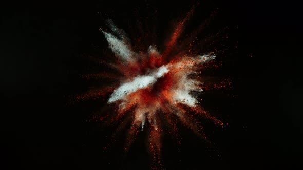 Powder Explosions in Super Slow Motion Isolated on Black Background at 1000Fps alt