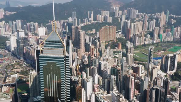 Top view of Hong Kong business district alt