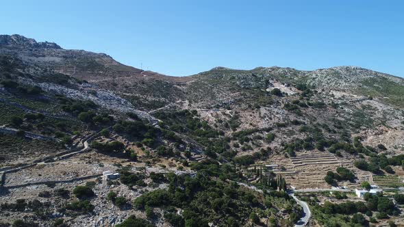 Koronida village on the island of Naxos in the Cyclades in Greece seen from t alt
