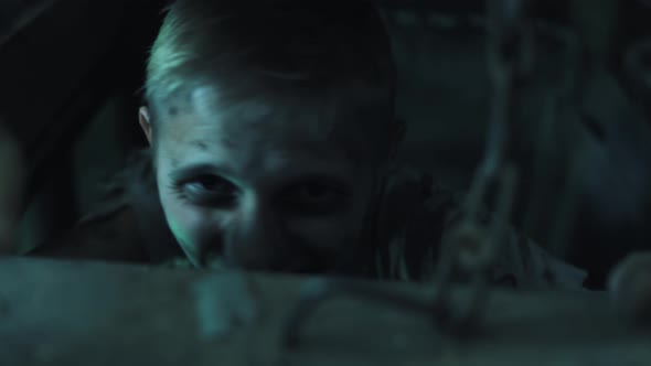 Prisoner The Kidnapped Man Dirty and Fearful In Torn Clothes alt