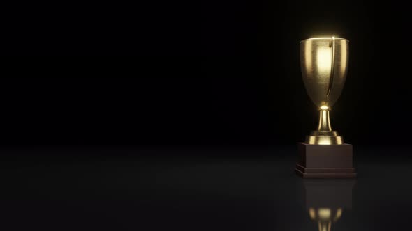 Award Trophy, Rotation Loop Gold Cup and Dark Background.