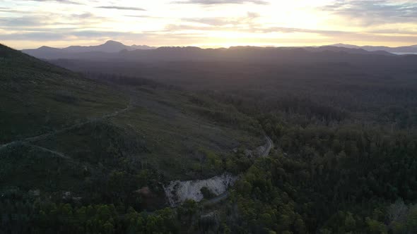 Rolling Hills and Mountains in Florentine, Tasmania, Australia Aerial Drone 4K