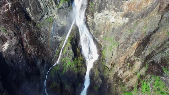 Voringfossen waterfall in Norway, famous tourist attraction.