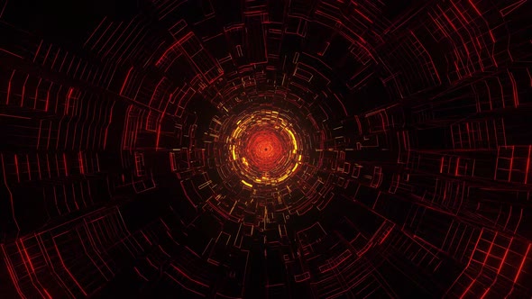 Hyperspace Worm Hole, Abstract Red Sci-Fi Tunnel Background