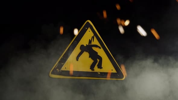 Electrocution Sign Over a Smoky Background