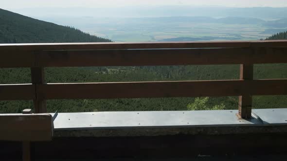 Opening of Amazing View on the Valley From the Terrace with Wooden Railings alt