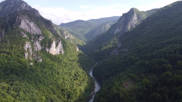 Mysterious View of a Mountain Valley with a River