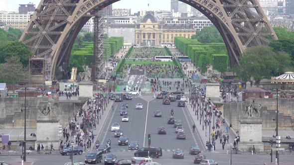 Eiffel Tower and Daytime Traffic