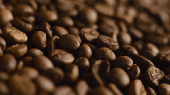 Roasted Coffee Beans Close-up. Mixed Dark Coffee
