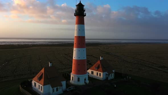 Lighthouse at Sunset, Aerial View