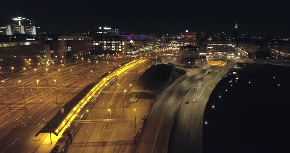 Aerial View of Stockholm at Night