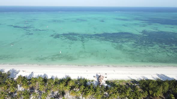 Aerial View of the Beach on Zanzibar Island Tanzania Slow Motion alt