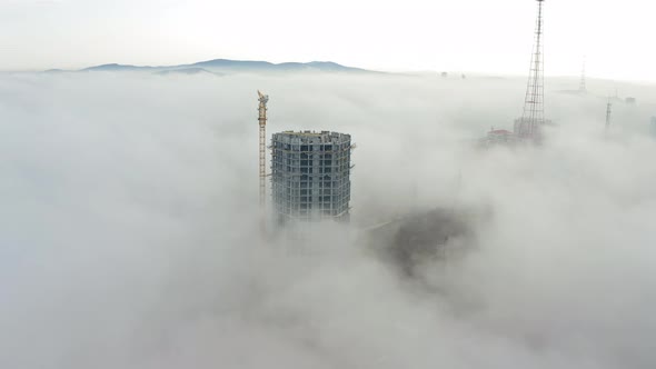 The Mystical Morning City of Vladivostok with Houses Shrouded in Fog alt