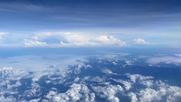 Flying Over Andes South America Beautiful Cloudscape Sunny Blue Sky