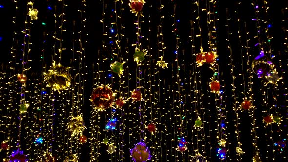 Qualitative Video of Colorful Christmas or New Year Decorations and Night Sky