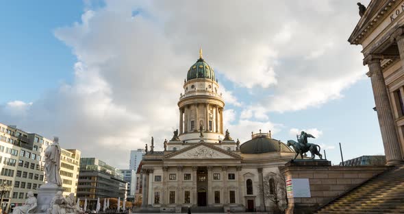 Hyper lapse of the french Dome in central Berlin, famous Gendarmenmarkt