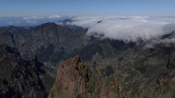 Clouds coming down the valley on Madeira island, Portugal alt
