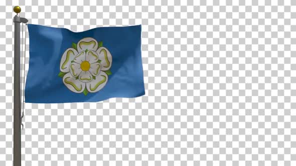 Yorkshire Flag (UK) on Flagpole with Alpha Channel - 4K alt