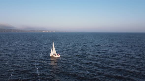 Sailing Ship on the Kyiv Sea Drone Shot