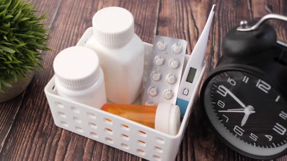 Medical Pill Container Blister Pack and Thermometer in a Plastic Organizer alt