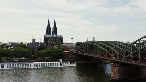 View of the Historical Center of Cologne with the Gothic Cologne Cathedral alt