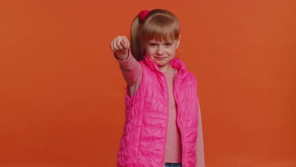 Greedy Aggressive Children Girl Showing Fig Negative Gesture Refusal Fig Sign Rapacious Avaricious alt