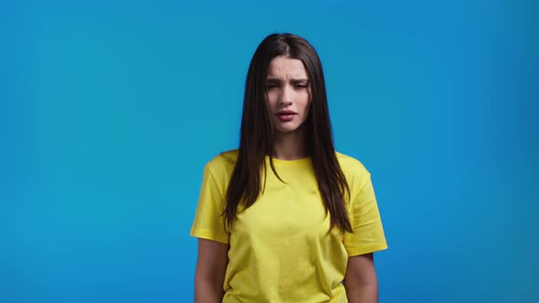 Inflexible Woman with Long Hair Disapproving with No Head Sign Nods Head Disapprovingly alt