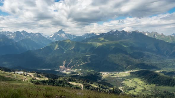 Cloudy Sky above Summer Landscape in Mountains alt