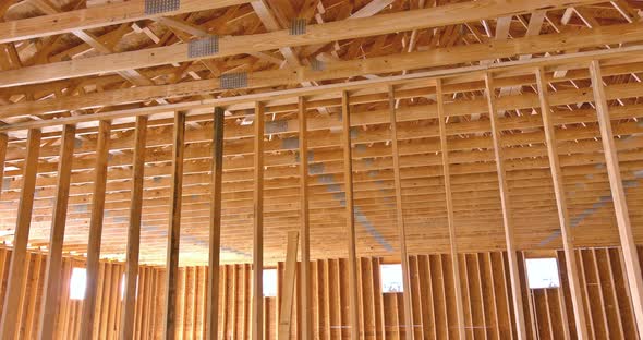 During the Construction of a Wooden Building an Interior View of Wood ...