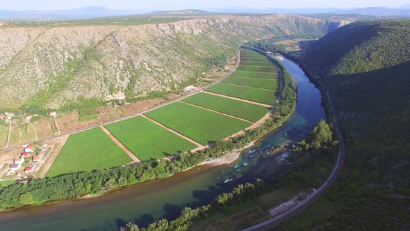 Hill top view of a beautiful canyon in Bosnia alt