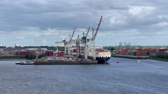 Cargo Ship In The Port Of Hamburg