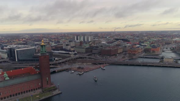 Aerial Drone Shot of Stockholm City 