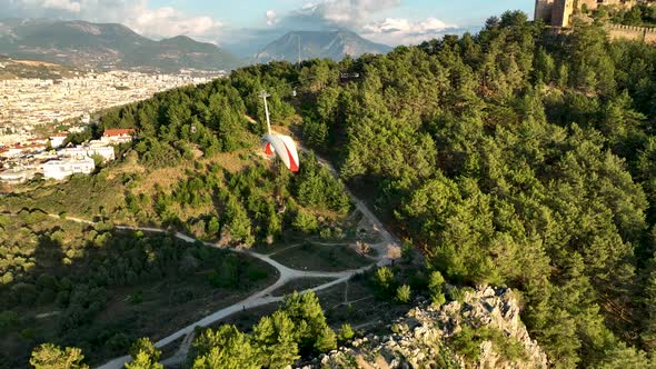 Alanya Castle Alanya Kalesi Aerial View of Mountain and City Turkey alt