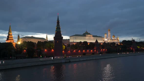 Kremlin Embankment At Night. Moscow
