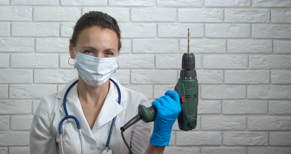 Construction drill for doctor.  alt