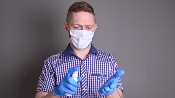 Disease Control Covid-19. Disinfection of Hands and Gloves. Epidemic and Viruses alt