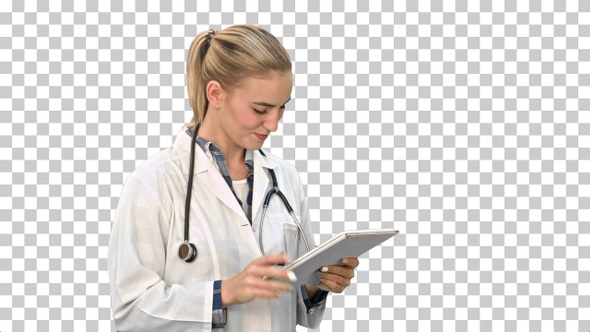Charming female doctor with stethoscope, Alpha Channel