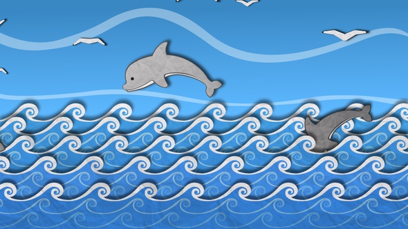 Cartoon Paper Sea Background alt