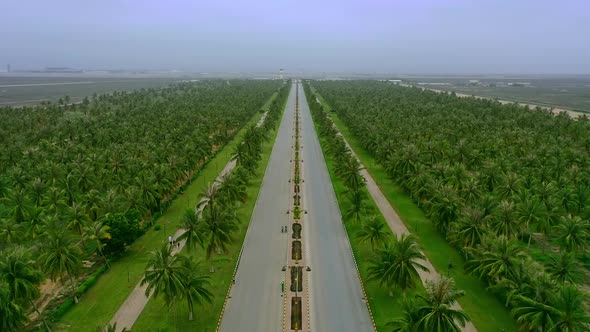 Aerial view of Beautiful Road to Salalah Airport, Oman alt