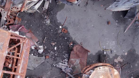 Vertical Video of Burnt Cars During the War in Ukraine alt