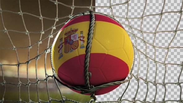 Soccer Ball Scoring Goal Night Frontal - Spain