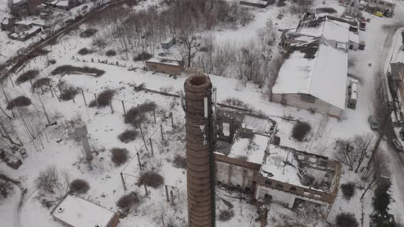 Aerial View Old Brick Chimney alt