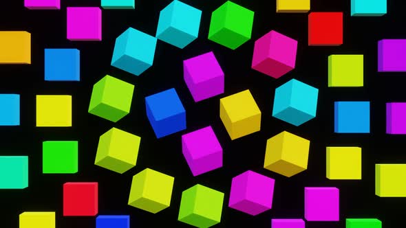Vj Loop Spinning Multicolored Cubes 02